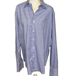 David Donahue Trim Cotton French Cuff Dress Shirt 171/2 36/37